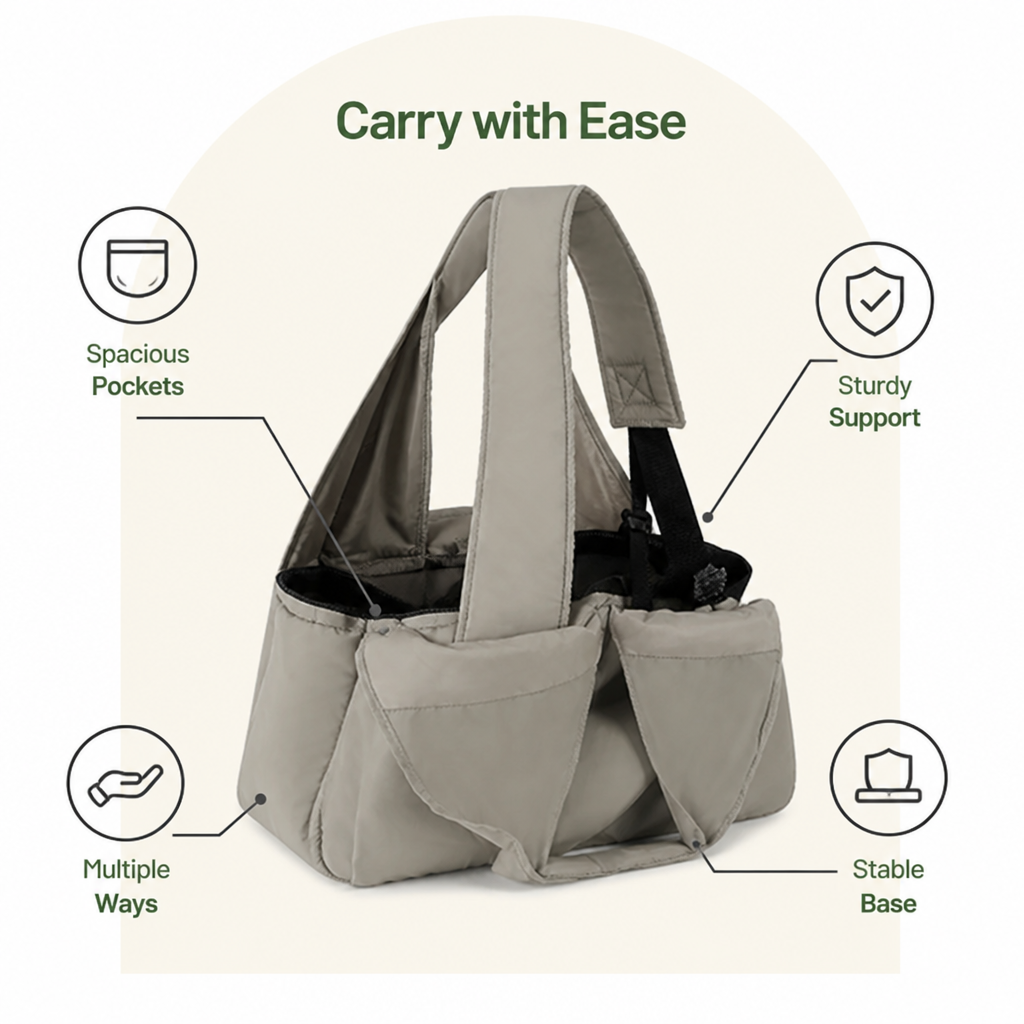 Ortekor Adjustable Crossbody & Hard-Bottom Pet Carrier