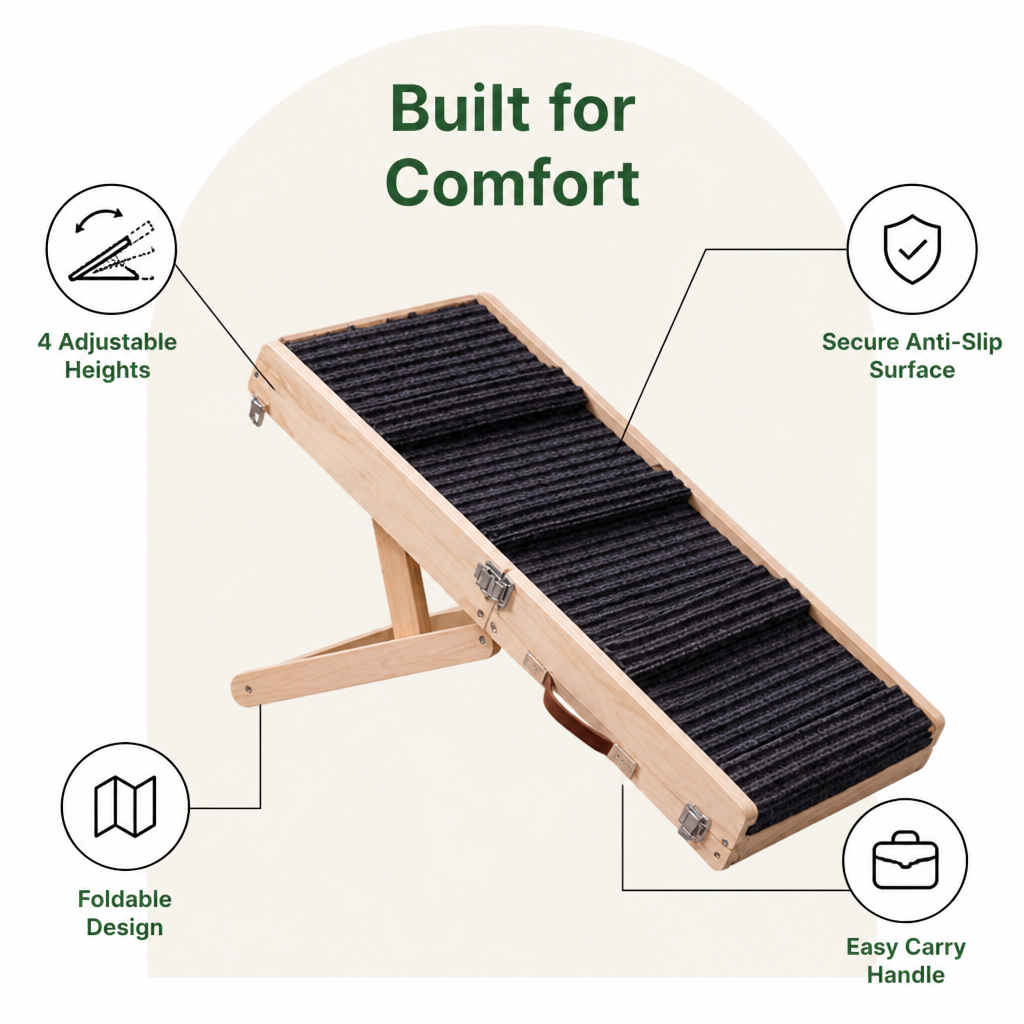 Ortekor Adjustable & Foldable Anti-Slip Dog Ramp