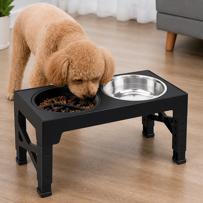 Ortekor Adjustable Height Dog Feeder (Double Stainless Bowls)