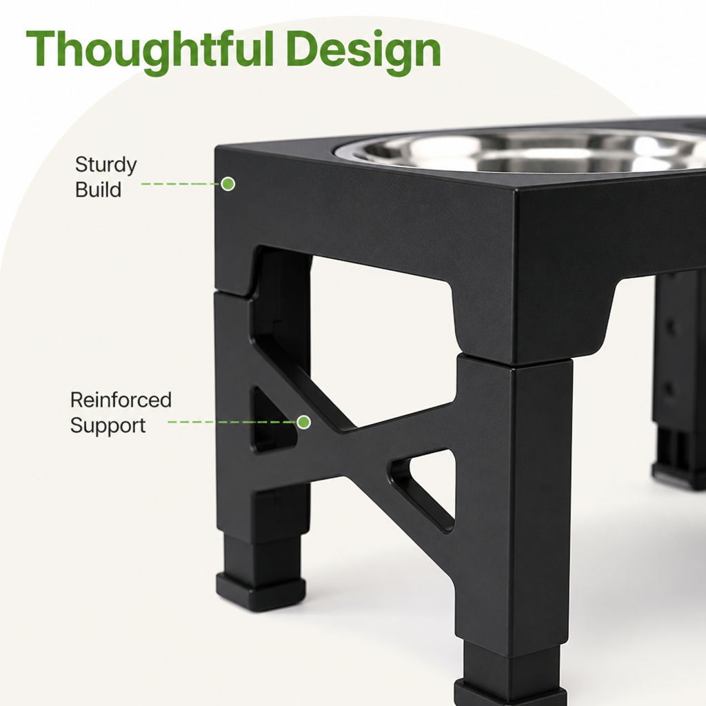 Ortekor Adjustable Height Dog Feeder (Double Stainless Bowls)