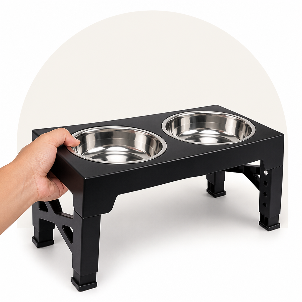 Ortekor Adjustable Height Dog Feeder (Double Stainless Bowls)
