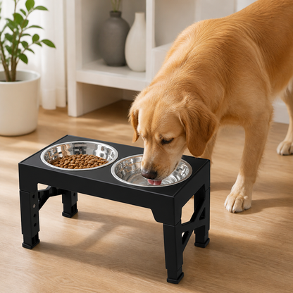 Ortekor Adjustable Height Dog Feeder (Double Stainless Bowls)