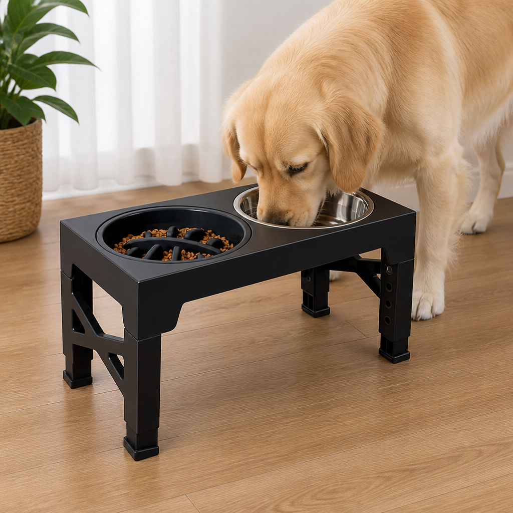 Ortekor Adjustable Height Dog Feeder (Double Stainless Bowls)