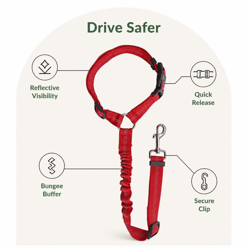 Ortekor Adjustable Reflective Quick-Release Car Safety Belt