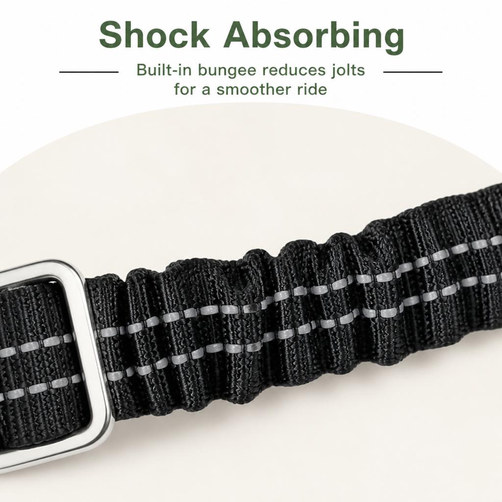 Ortekor Adjustable Shock-Absorbing & Reflective Dog Car Safety Belt