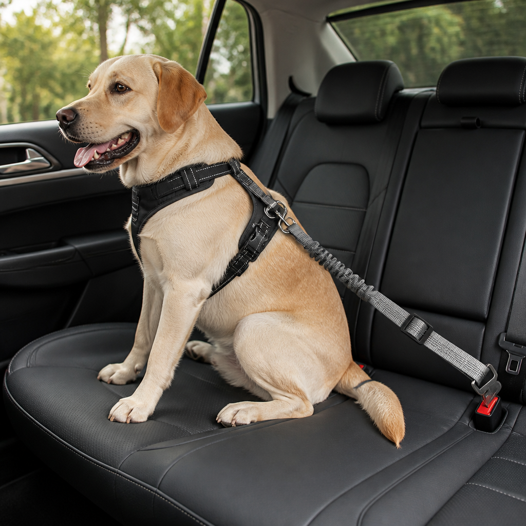 Ortekor Adjustable Shock-Absorbing & Reflective Dog Car Safety Belt