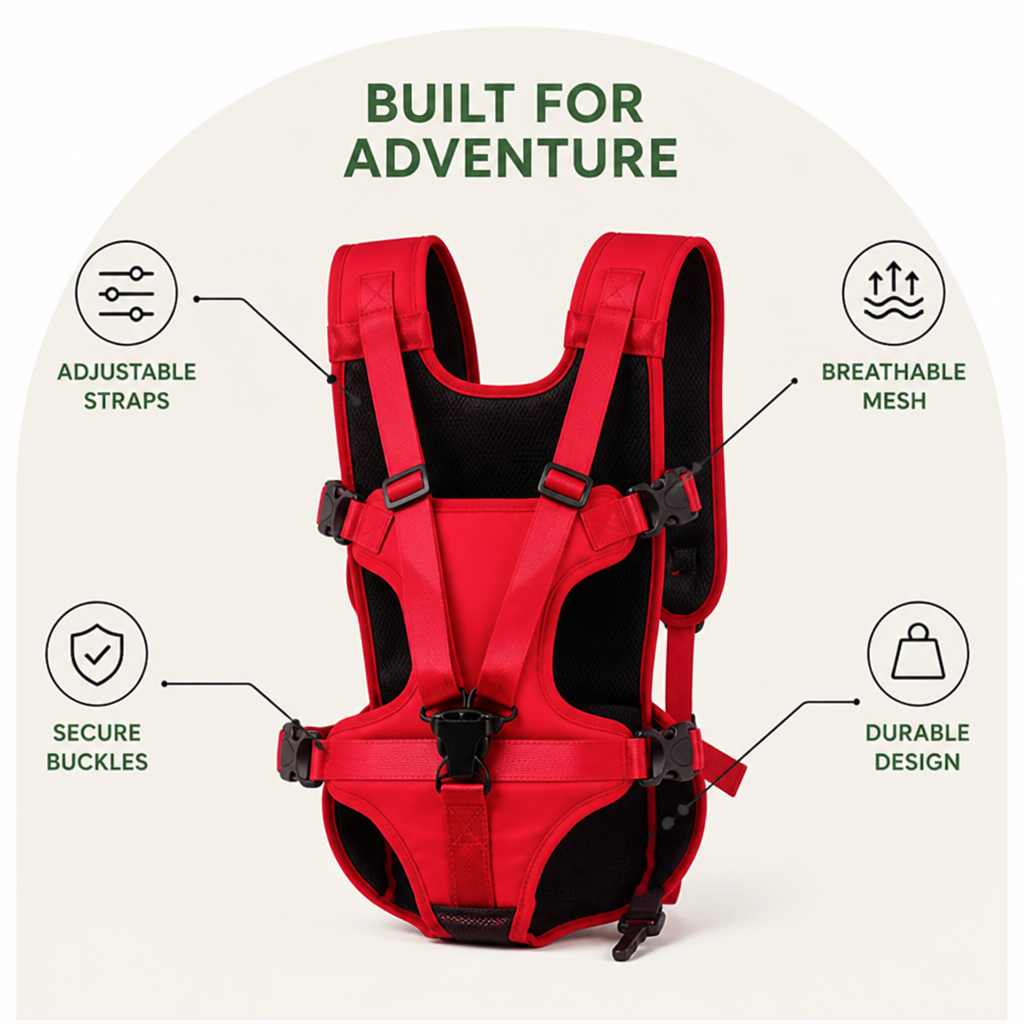 Ortekor Adjustable Straps & Breathable Mesh Front Carrier Backpack