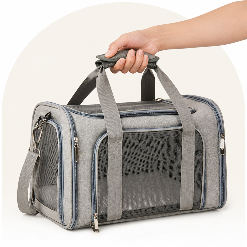 Ortekor Airline-Approved Waterproof & Breathable Mesh Pet Carrier (Removable Fleece Pad)