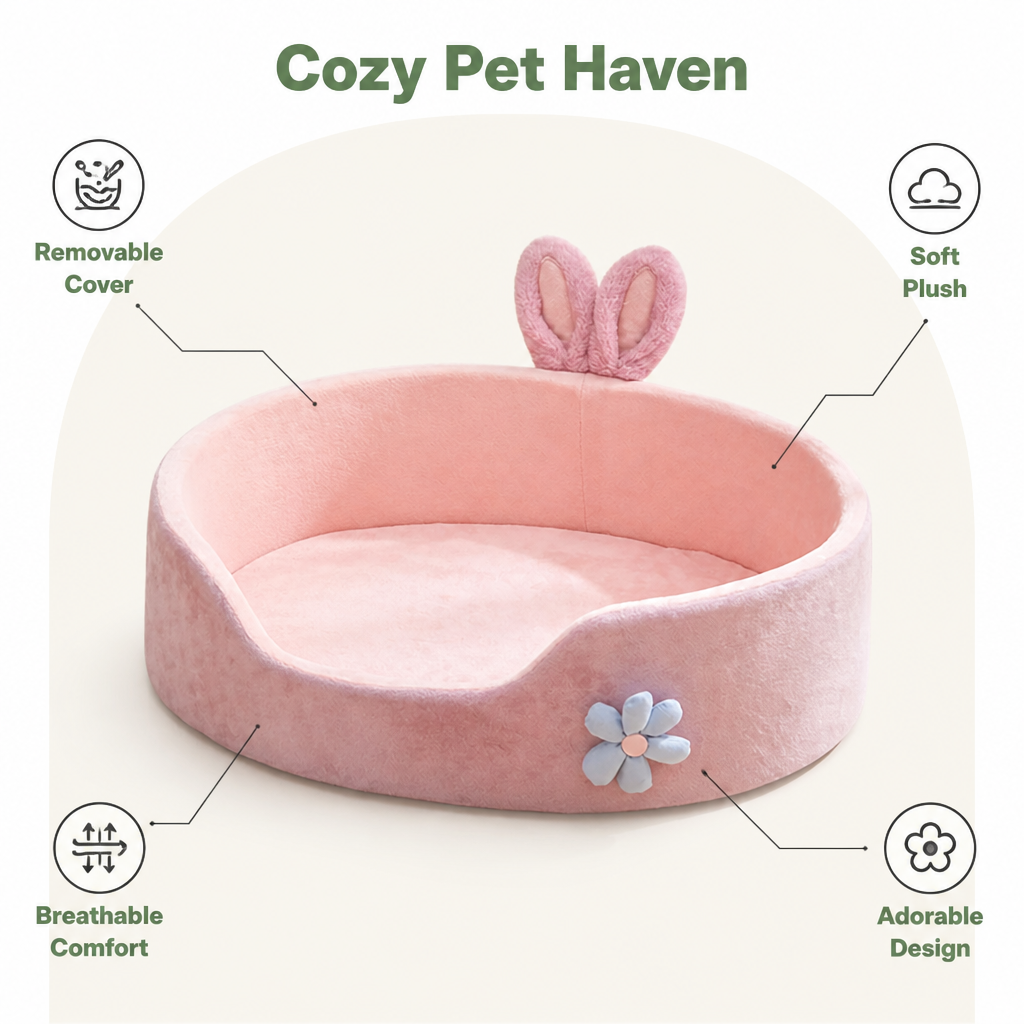 Ortekor All-Season Soft Plush Dog Bed (Removable Cover)