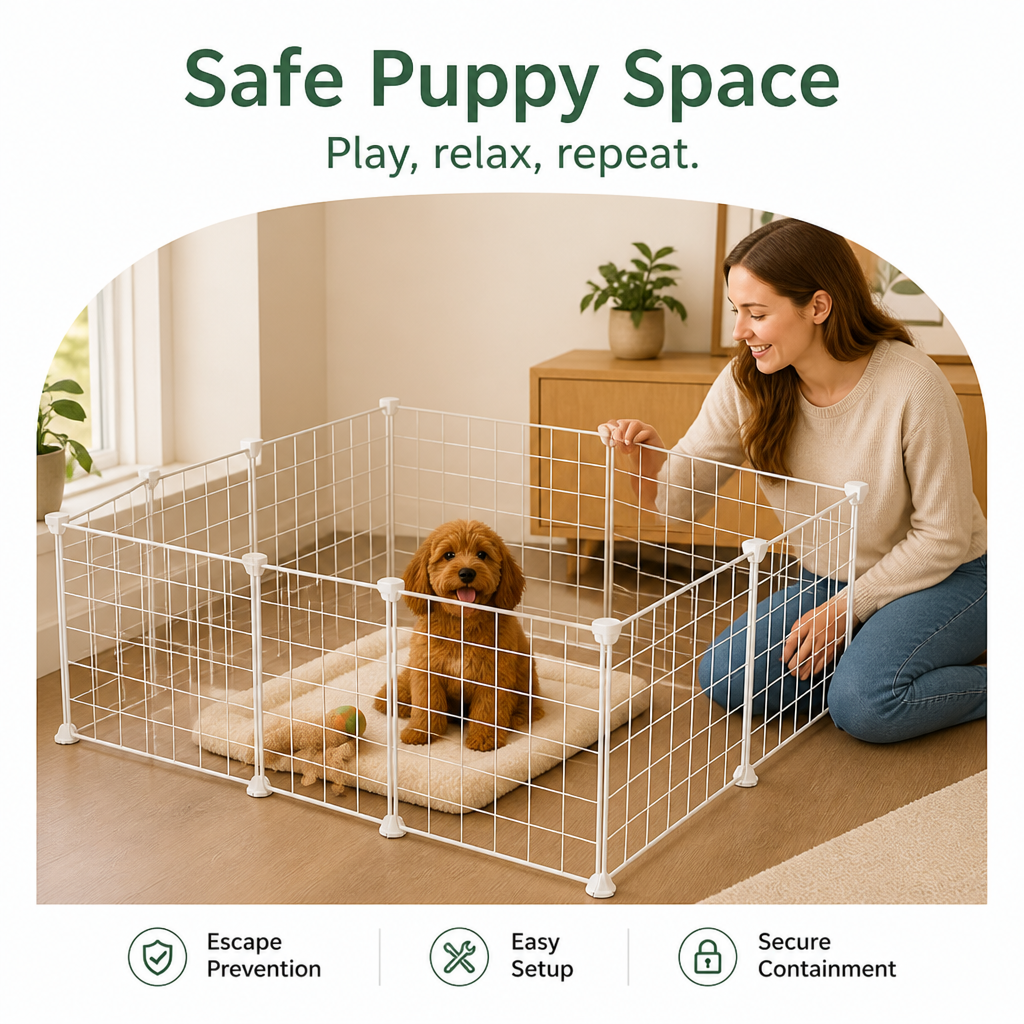 Ortekor Anti-Escape Mesh & Adjustable Steel Frame Puppy Fence