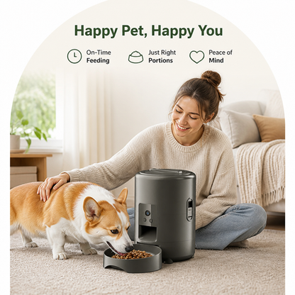 Ortekor App-Controlled & Portion-Controlled Pet Feeder (8.5-Cup Hopper)