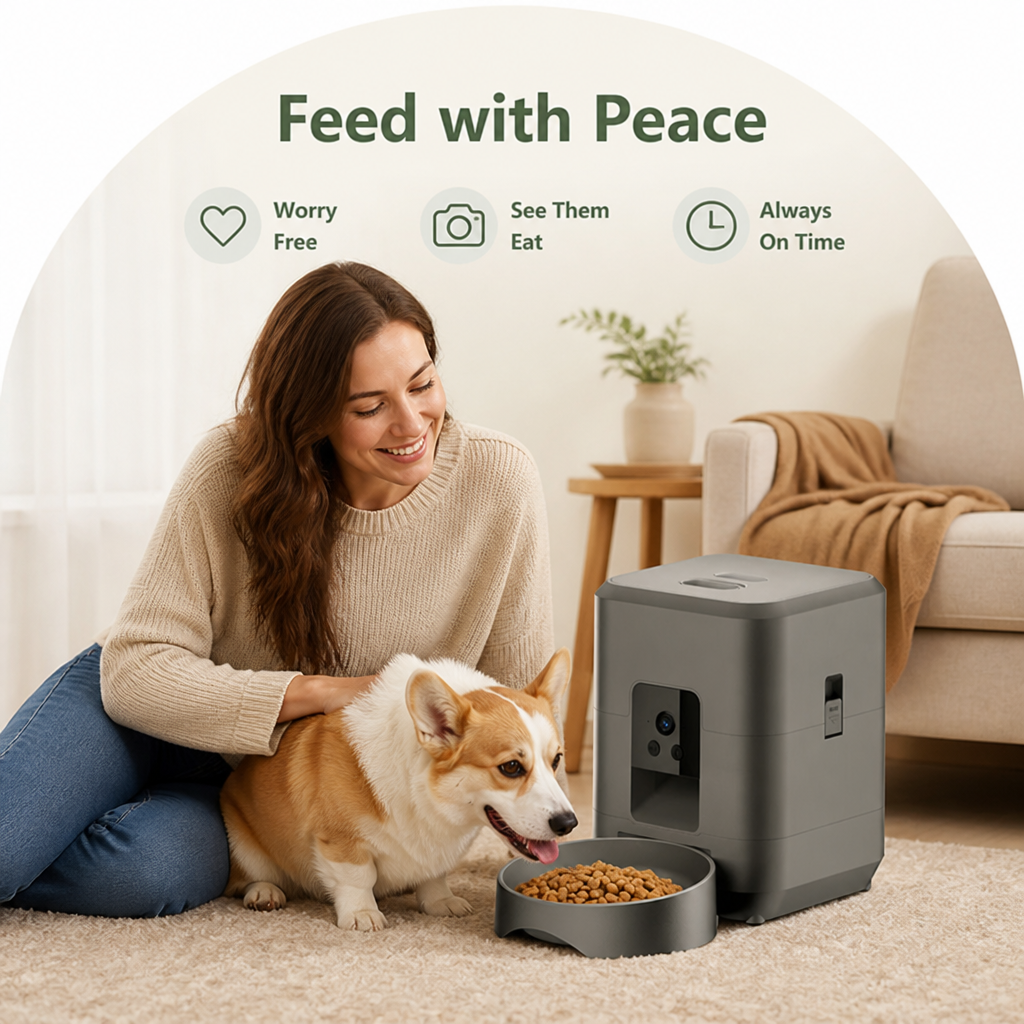 Ortekor App-Controlled Wi‑Fi Camera Automatic Pet Feeder (2L Capacity)