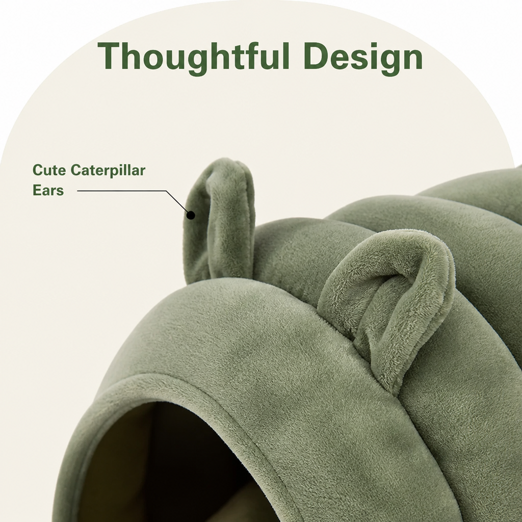 Ortekor Arctic Cashmere Half-Enclosed Cat Bed (Removable Cushion)