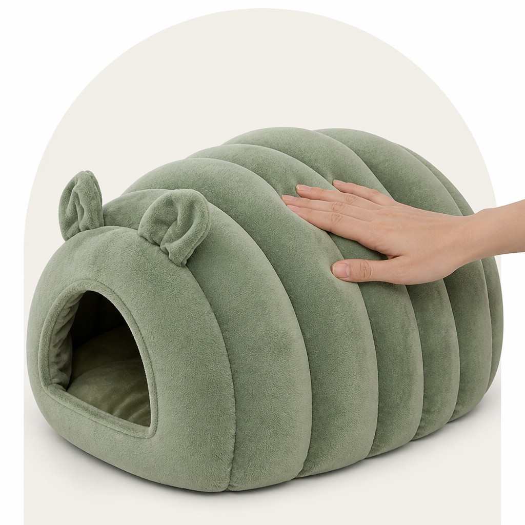 Ortekor Arctic Cashmere Half-Enclosed Cat Bed (Removable Cushion)