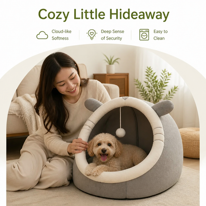 Ortekor Breathable High-Rebound & Detachable Washable Cat Cave Bed