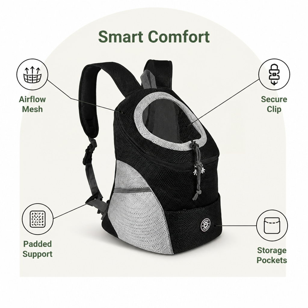 Ortekor Breathable Mesh & Ergonomic Padded Dog Carrier Backpack (Removable Base)