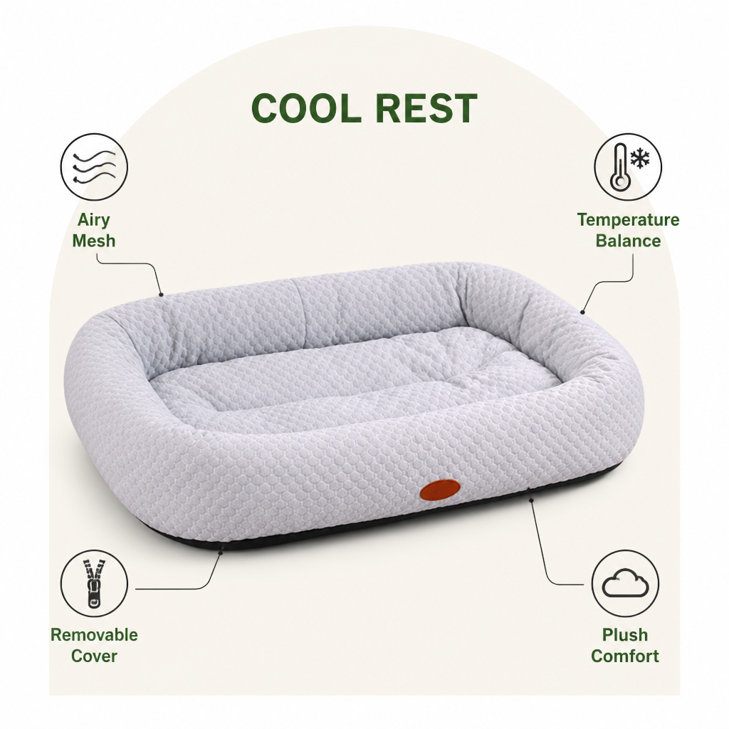 Ortekor Breathable Mesh & No-Power Cooling Dog Bed (Removable Cover)