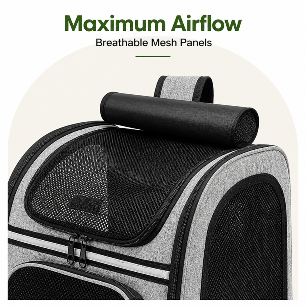 Ortekor Breathable Mesh & Water-Repellent Pet Backpack Carrier (Collapsible)