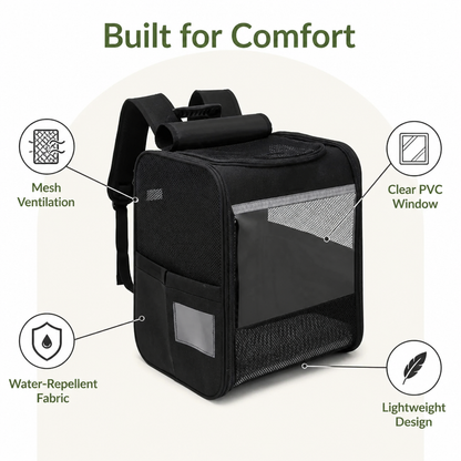 Ortekor Breathable Mesh & Water-Resistant Pet Backpack
