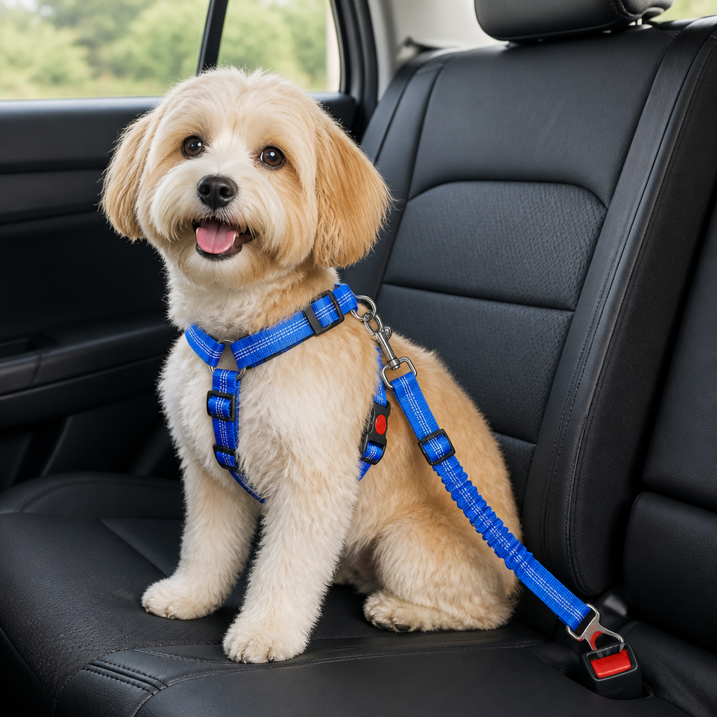 Ortekor Bungee Shock-Absorbing & Reflective Car Seat Leash (For Small-Medium Dogs)