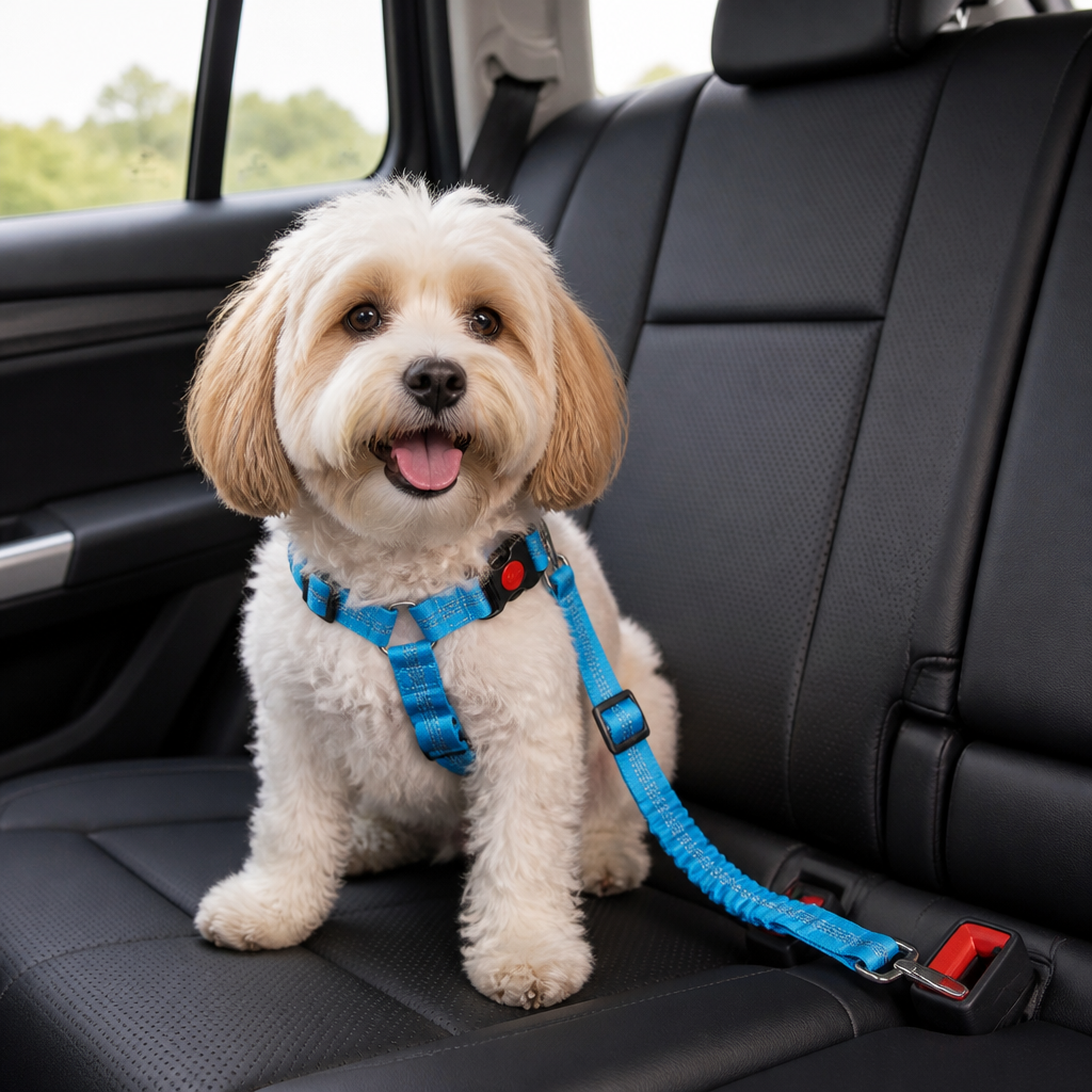 Ortekor Bungee Shock-Absorbing & Reflective Car Seat Leash (For Small-Medium Dogs)