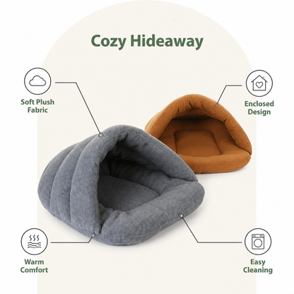 Ortekor Calming Plush Fleece Pet Cave Bed
