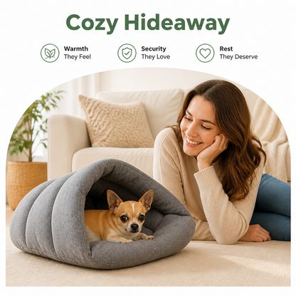 Ortekor Calming Plush Fleece Pet Cave Bed