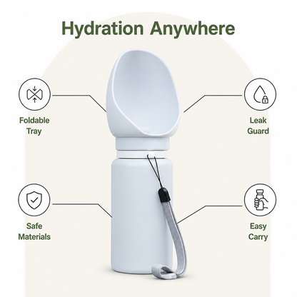 Ortekor Collapsible & Leak-Proof Travel Water Bottle (Built-In Drinking Tray)