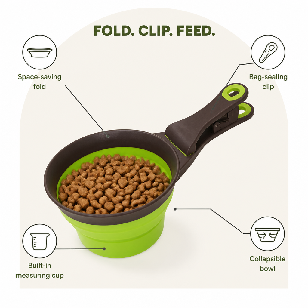 Ortekor Collapsible & Sealing Clip Feeding Scoop (Measuring Cup)