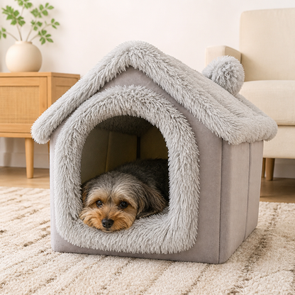 Ortekor Coral Velvet & PP Cotton Cave Dog Bed (Removable Cushion)
