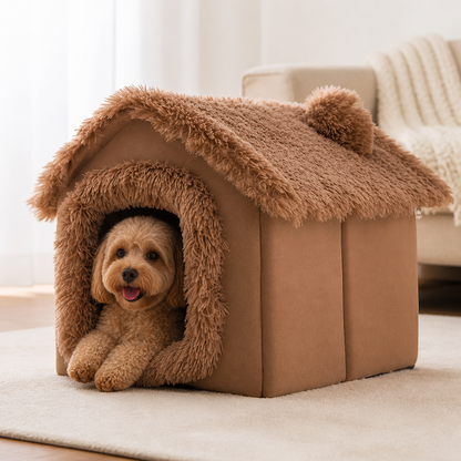 Ortekor Coral Velvet & PP Cotton Cave Dog Bed (Removable Cushion)