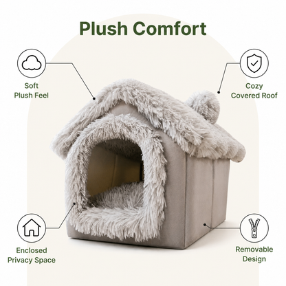 Ortekor Coral Velvet & PP Cotton Cave Dog Bed (Removable Cushion)