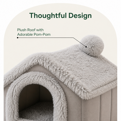 Ortekor Coral Velvet & PP Cotton Cave Dog Bed (Removable Cushion)
