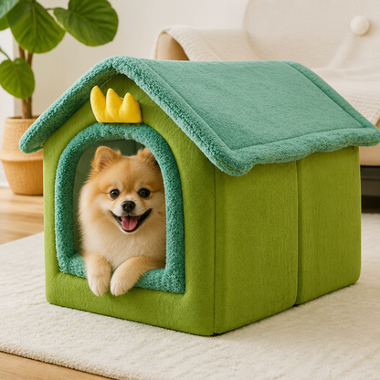 Ortekor Coral Velvet & PP Cotton Cave Dog Bed (Removable Cushion)