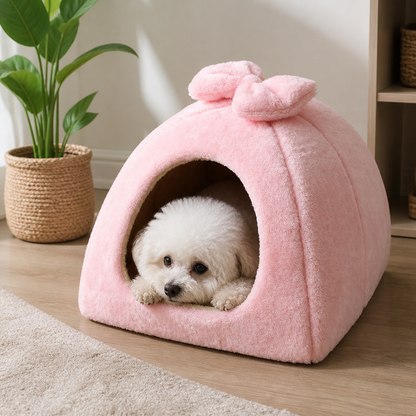 Ortekor Coral Velvet & PP Cotton Enclosed Pet Bed (Removable & Washable Cover)
