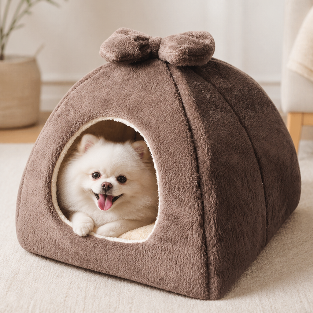 Ortekor Coral Velvet & PP Cotton Enclosed Pet Bed (Removable & Washable Cover)