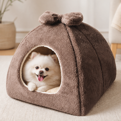 Ortekor Coral Velvet & PP Cotton Enclosed Pet Bed (Removable & Washable Cover)
