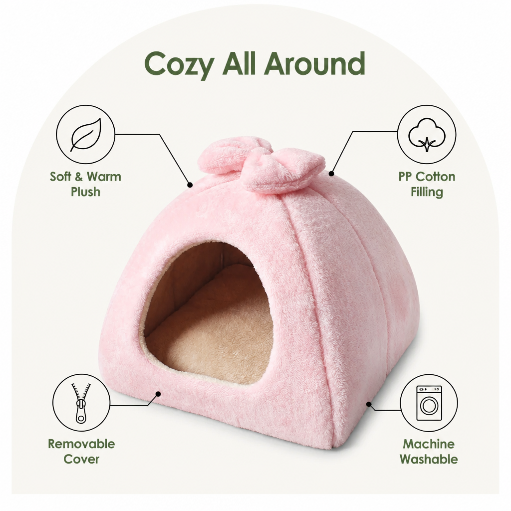Ortekor Coral Velvet & PP Cotton Enclosed Pet Bed (Removable & Washable Cover)