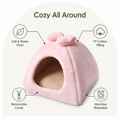 Ortekor Coral Velvet & PP Cotton Enclosed Pet Bed (Removable & Washable Cover)