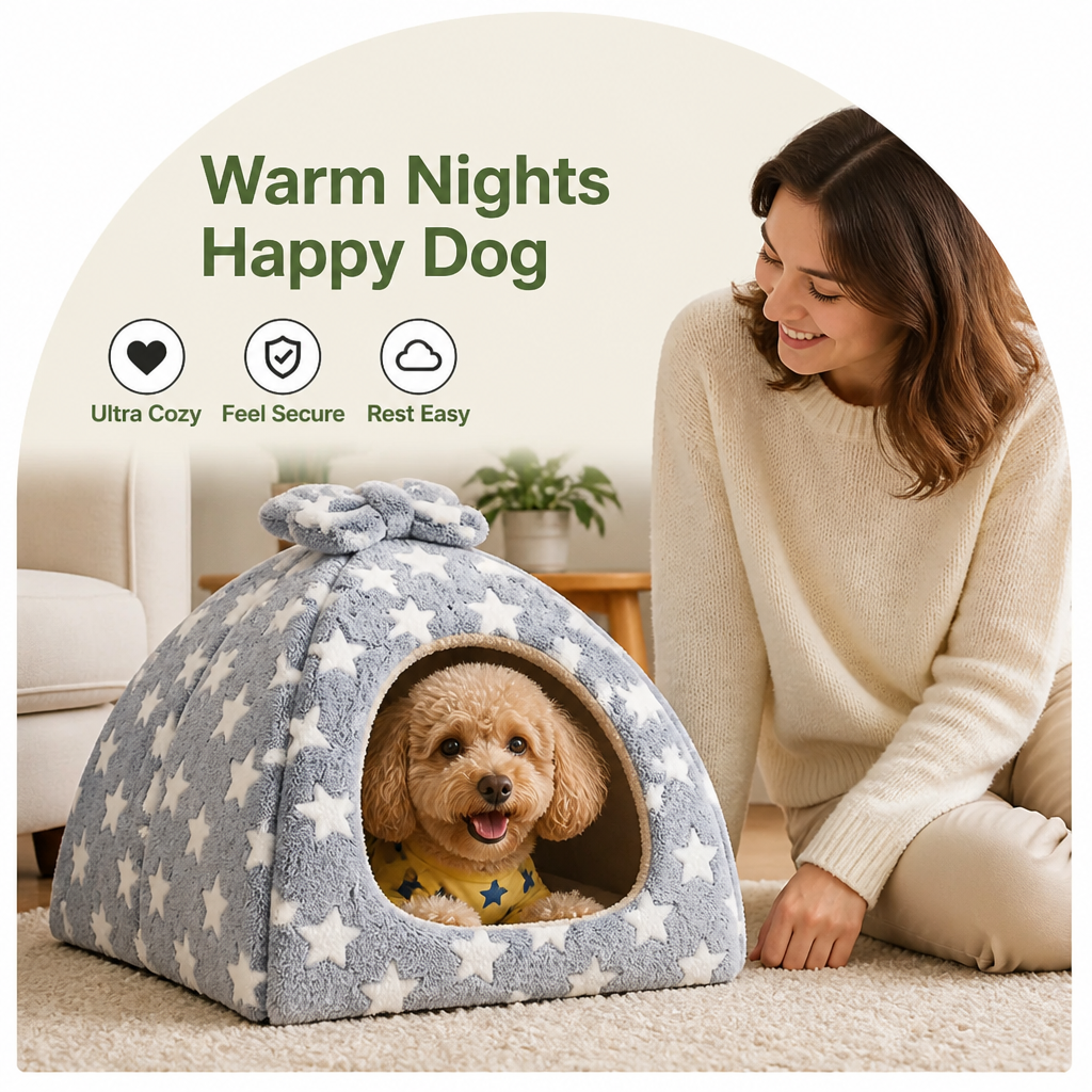 Ortekor Coral Velvet & PP Cotton Enclosed Pet Bed (Removable & Washable Cover)