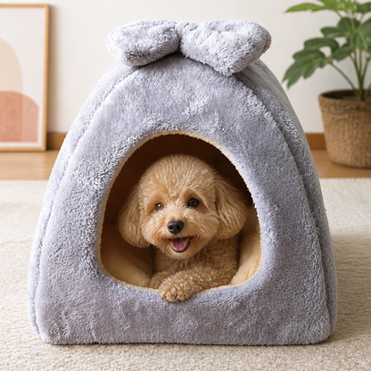 Ortekor Coral Velvet & PP Cotton Enclosed Pet Bed (Removable & Washable Cover)