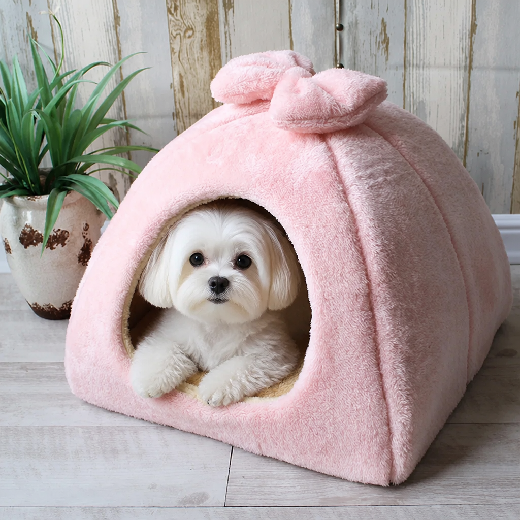 Ortekor Coral Velvet & PP Cotton Enclosed Pet Bed (Removable & Washable Cover)