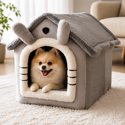 Ortekor Coral Velvet & Removable Cushion Plush Cave Dog Bed