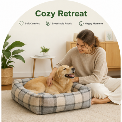 Ortekor Cotton & Linen Breathable Pet Nest (Removable Cover)