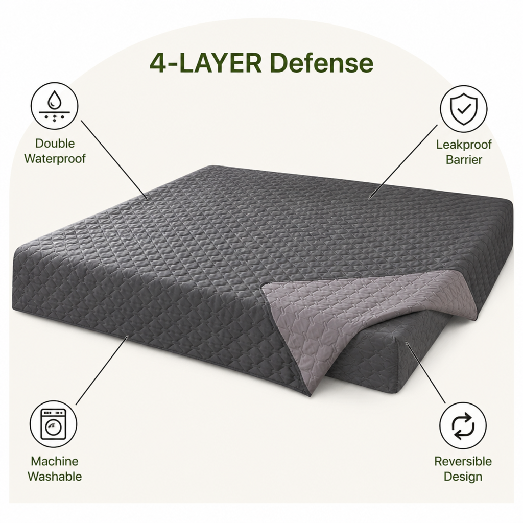 Ortekor Double-Sided Waterproof & Reversible Plaid Sofa & Bed Cover (Machine Washable)