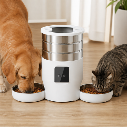 Ortekor Dual-Bowl WiFi & Button Pet Feeder