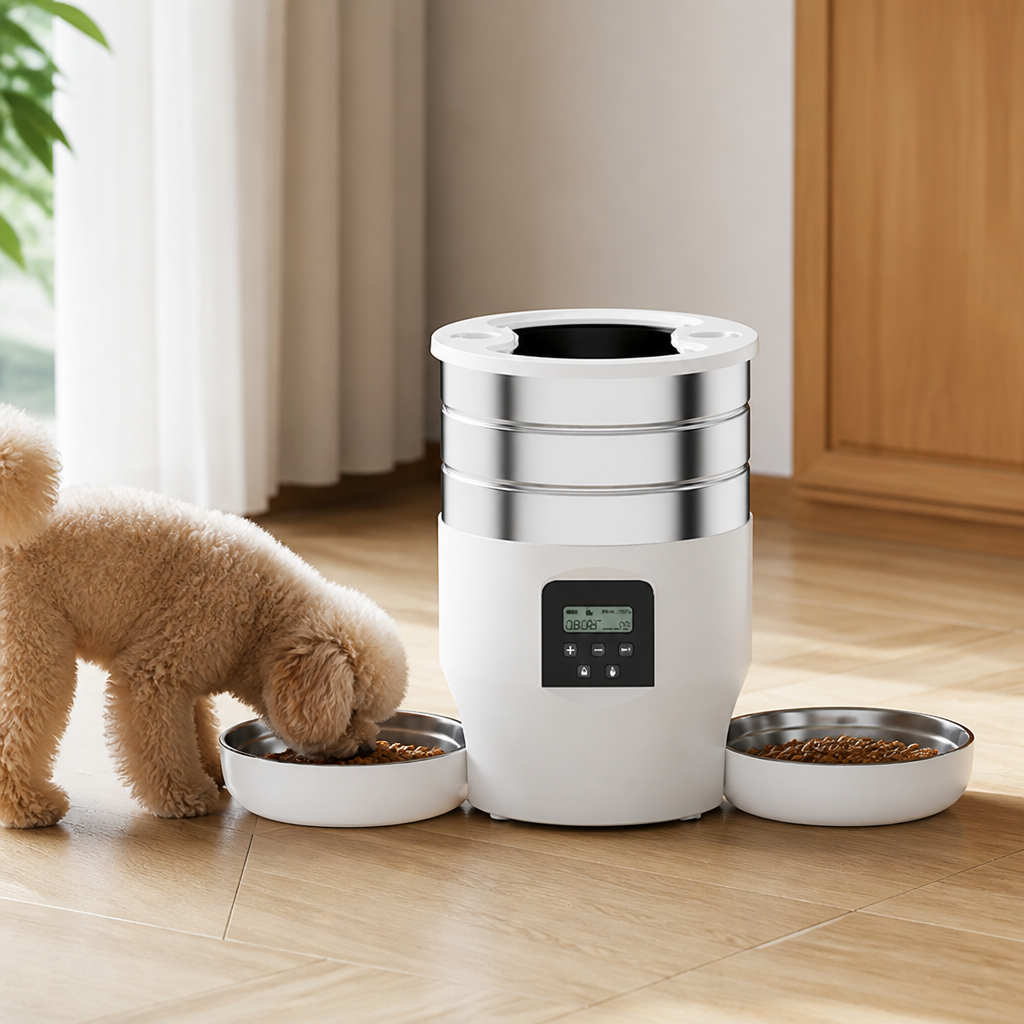 Ortekor Dual-Bowl WiFi & Button Pet Feeder