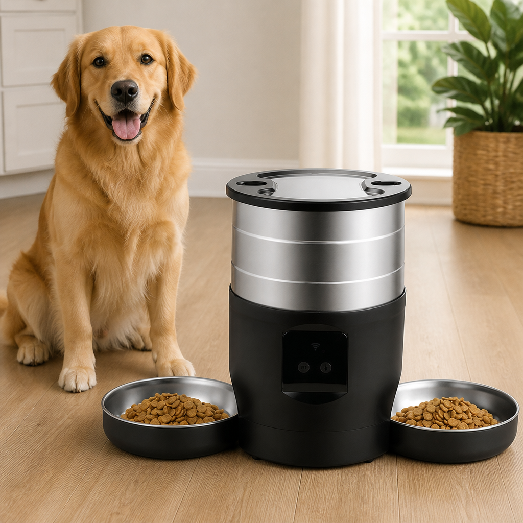 Ortekor Dual-Bowl WiFi & Button Pet Feeder