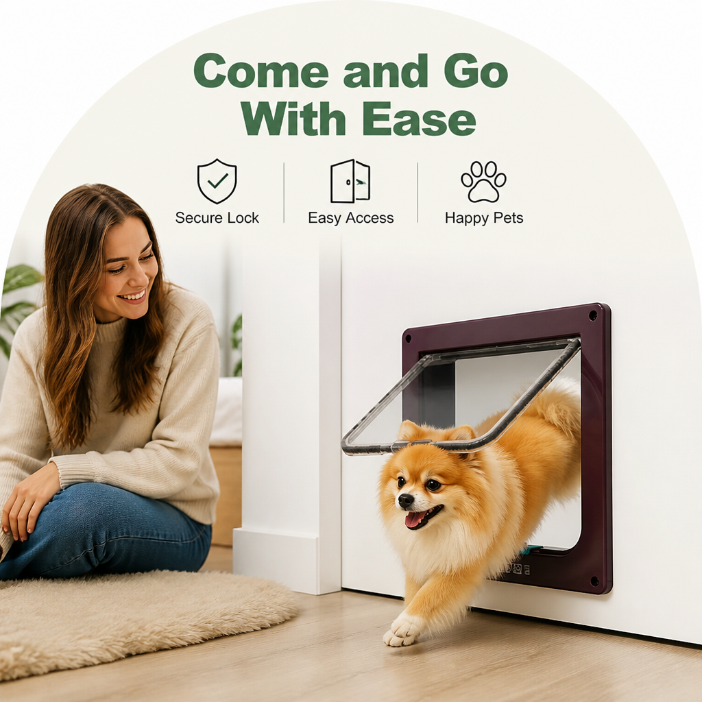 Ortekor Durable ABS & 4-Way Security Lock Pet Door (Door/Wall Mount)