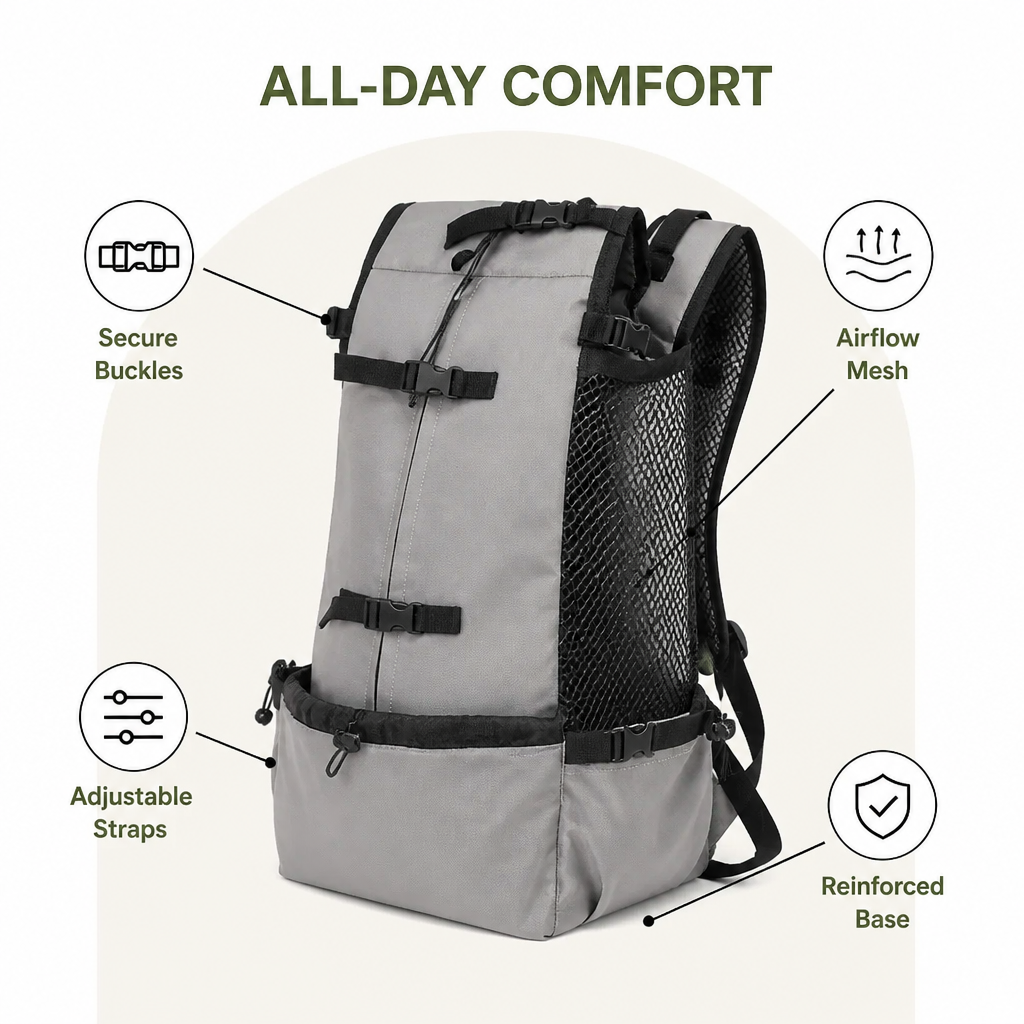 Ortekor Durable Nylon & Breathable Mesh Dog Carrier Backpack